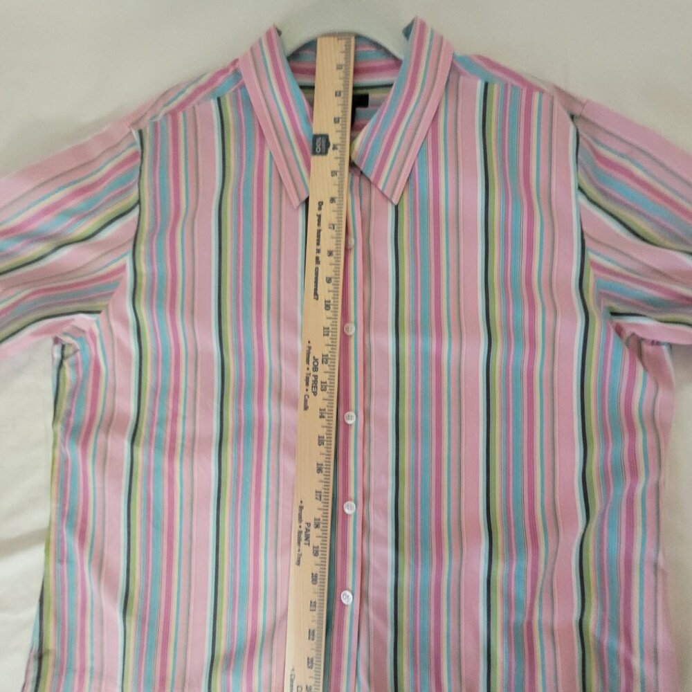 Blue Pink Green Pinstripe Shirt Multicolor Westbound Womens Size XL